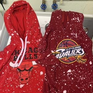 Two NBA hoodies with short sleeves